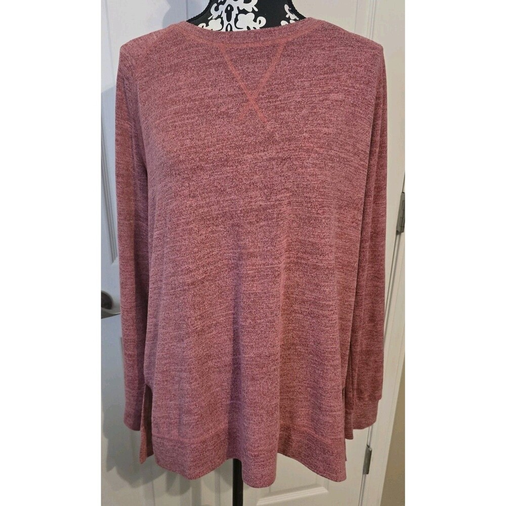 Heathered Pink Stretch Tunic Top 2X | Soft Long Sleeve Flowy Rayon Blend